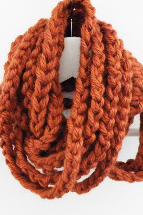 Lightweight Scarf Fall Winter Multistrand Crochet Neckwarmer Rusty Tangerine Merino Wool Necklace