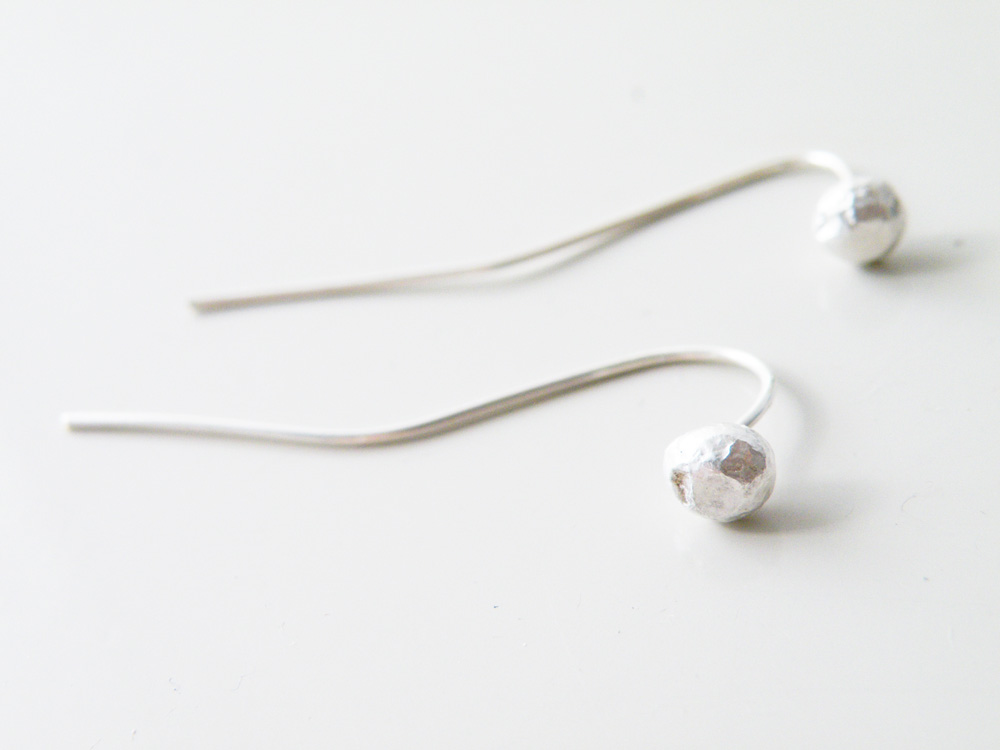 Sterling Silver Nugget Earrings Long Post Earrings Modern Minimalist Earrings By Steamylab
