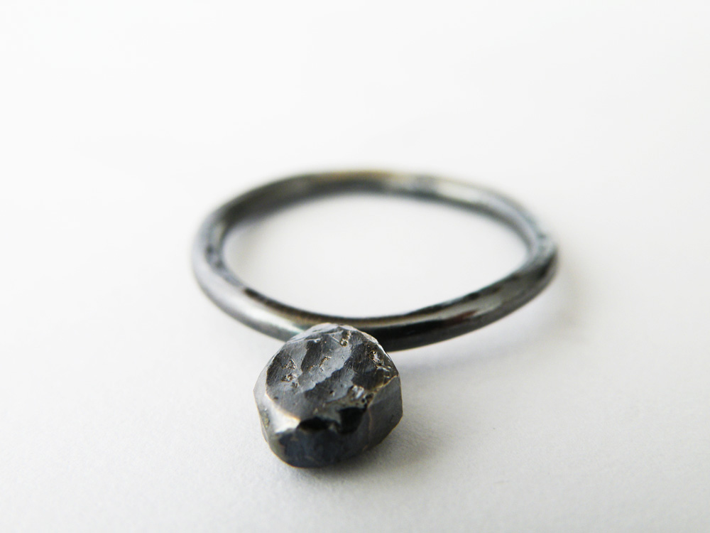 Oxidized Sterling Silver Stacking Ring Black Silver Ring Nugget Stack Ring Organic Silver Ring By Steamylab