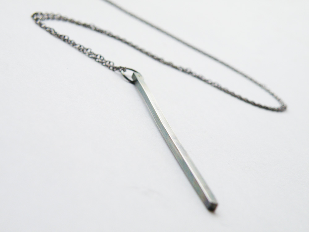 Long Geometric Bar Necklace Oxidized Sterling Silver Necklace Minimalist Pendant Necklace By Steamylab