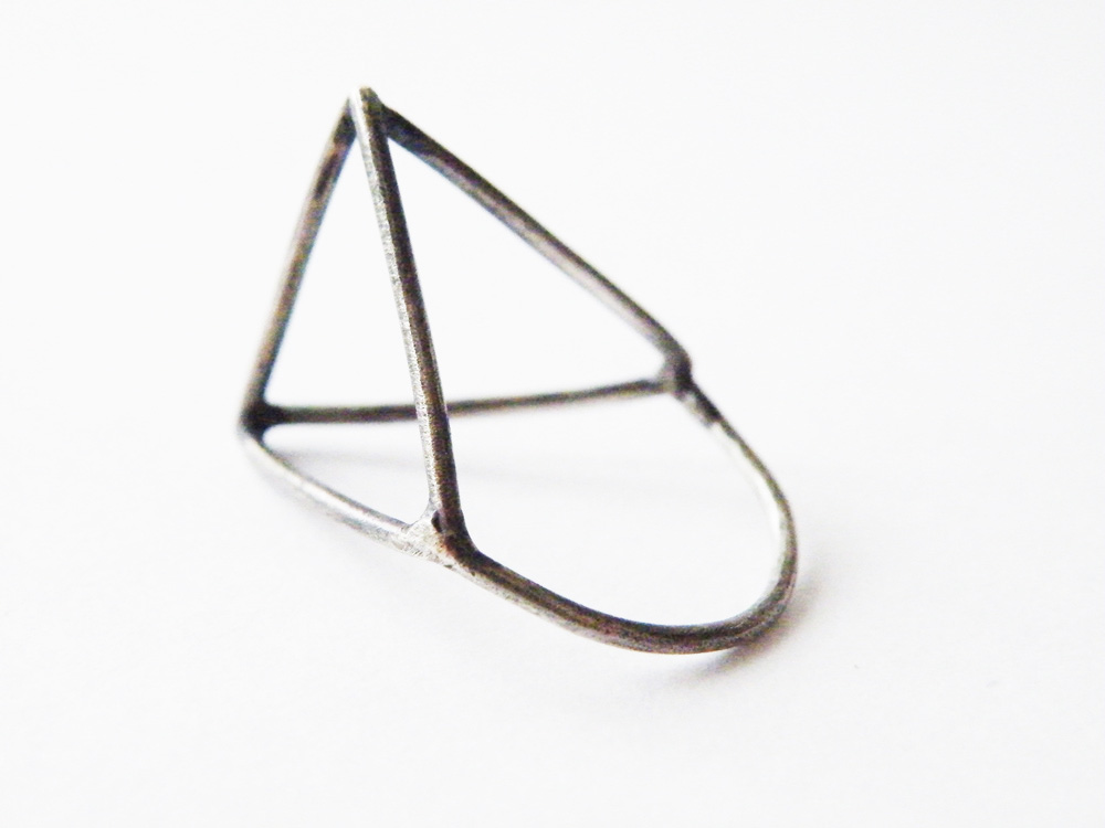 Architectural Ring Oxidized Sterling Silver Modern Minimalist Geometric Jewelry