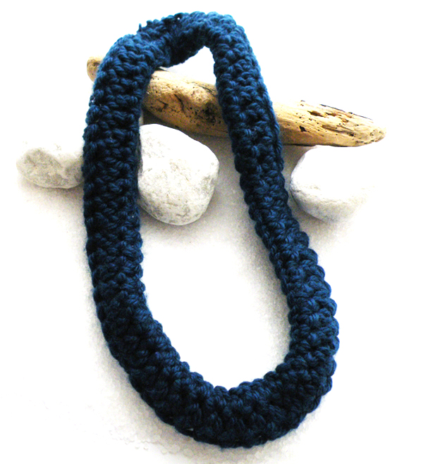 Deep Blue Crochet Neckwarmer Scarf Merino Wool Fall Winter Fashion Scarf Necklace Steamylab.