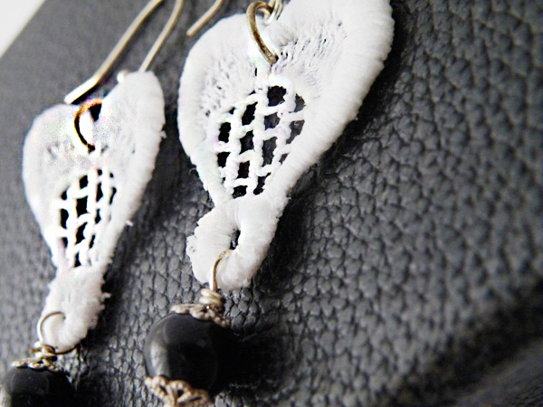 Vintage Macramé Earrings. White Lace Hook Earrings. Upcycled Jewellery. Unique Jewelry. Handmade By Steamylab.