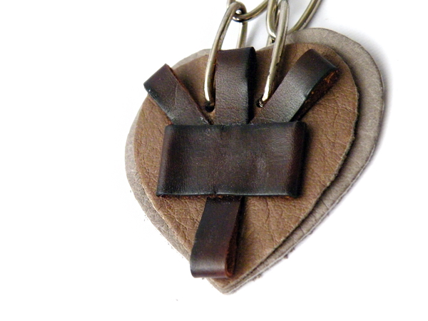 Long Pendant Necklace. Leather Heart Pendant. Brown Recycled Leather. Leather Jewelry. Steamylab Design.