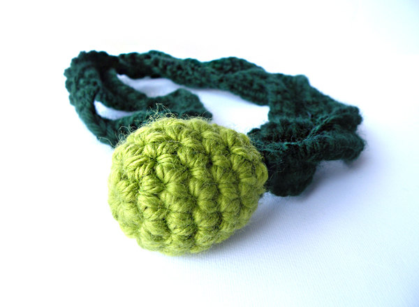 Crochet Necklace Wool Jewelry Twisted Necklace Lime Green Necklace Dark Green Made In Italy. Handmade By Steamylab.