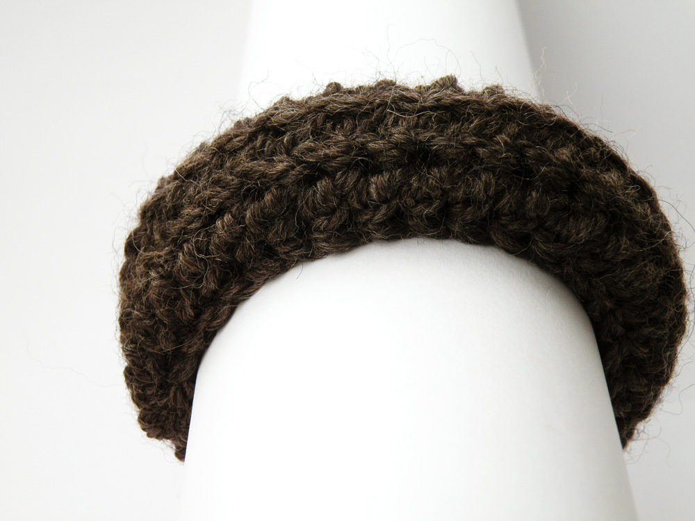 Crochet Bangle Merino Wool Brown Fall Winter Fashion Wristband Women Accessories By Steamylab