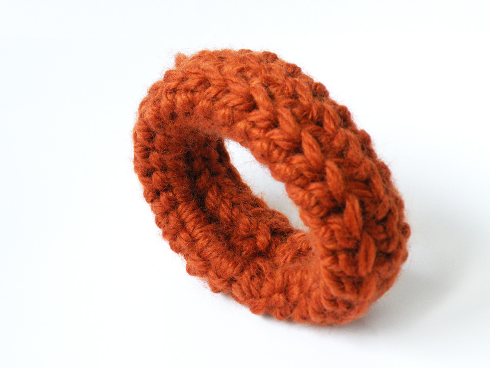 Crochet Bangle Merino Wool Rusty Fall Winter Fashion Wristband Women Accessories By Steamylab