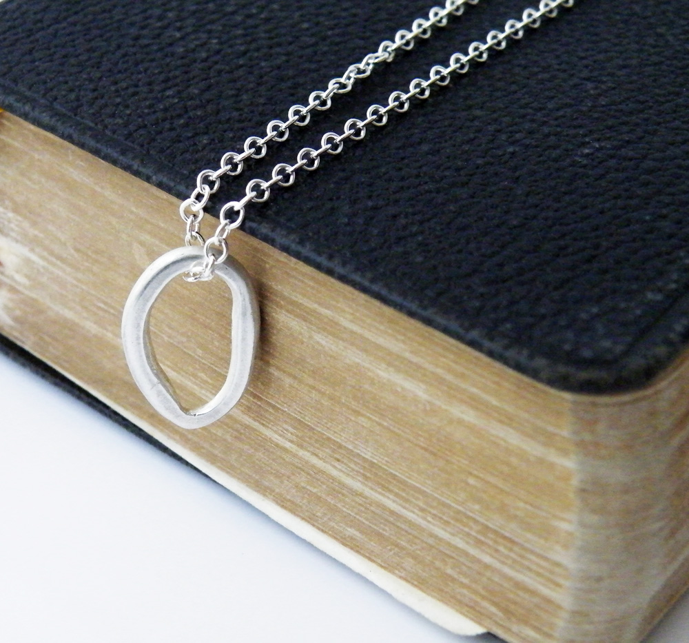Pure Silver Pebble Hoop Pendant Sterling Silver Chain Minimalist Modern Jewelry By Steamylab