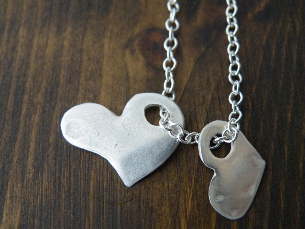 Fine Silver Hearts Pendants Sterling Silver Chain Romantic Necklace Minimalist Jewelry By Steamylab